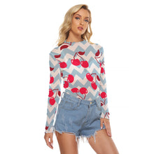Load image into Gallery viewer, Sky Blue and Cherries Mesh Shirt