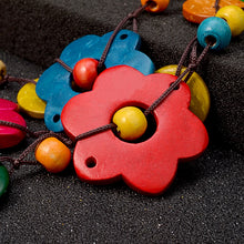 Load image into Gallery viewer, Color Pop Wooden Flower Necklace | Lollipop Lady