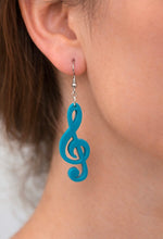 Load image into Gallery viewer, Blue Treble Clef Music Note Earrings | Lollipop Lady