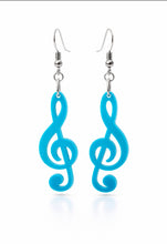 Load image into Gallery viewer, Blue Treble Clef Music Note Earrings | Lollipop Lady