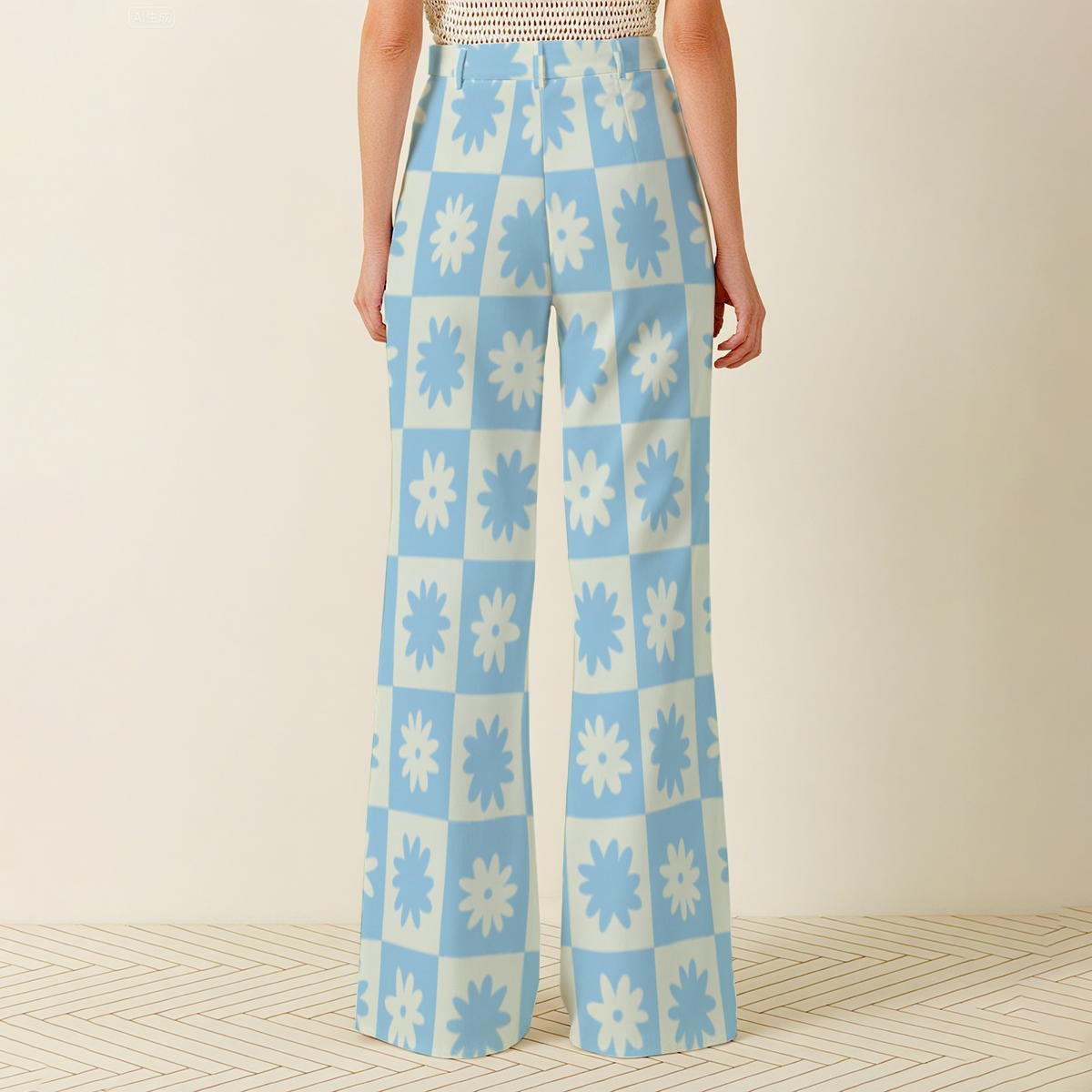 Baby Blue and White Floral Pants