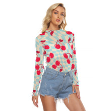 Load image into Gallery viewer, Sky Blue and Cherries Mesh Shirt

