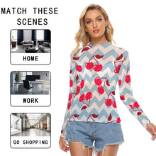 Load image into Gallery viewer, Sky Blue and Cherries Mesh Shirt
