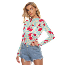 Load image into Gallery viewer, Sky Blue and Cherries Mesh Shirt
