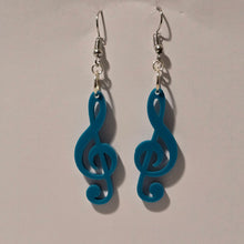 Load image into Gallery viewer, Blue Treble Clef Music Note Earrings | Lollipop Lady
