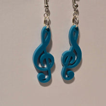 Load image into Gallery viewer, Blue Treble Clef Music Note Earrings | Lollipop Lady
