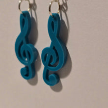 Load image into Gallery viewer, Blue Treble Clef Music Note Earrings | Lollipop Lady
