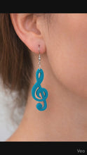 Load image into Gallery viewer, Blue Treble Clef Music Note Earrings | Lollipop Lady
