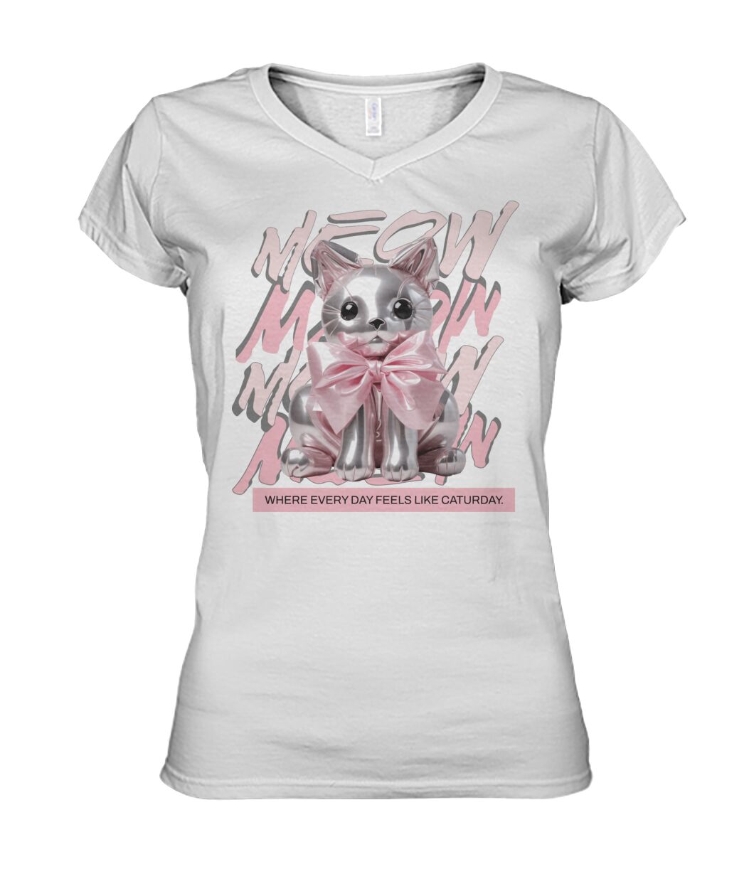 "Coquette Kitty" Ladies' V-Neck