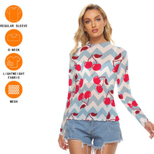 Load image into Gallery viewer, Sky Blue and Cherries Mesh Shirt

