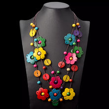 Load image into Gallery viewer, Color Pop Wooden Flower Necklace | Lollipop Lady
