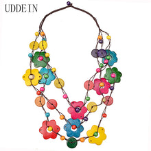 Load image into Gallery viewer, Color Pop Wooden Flower Necklace | Lollipop Lady
