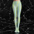 Pale yellow and light blue striped tights