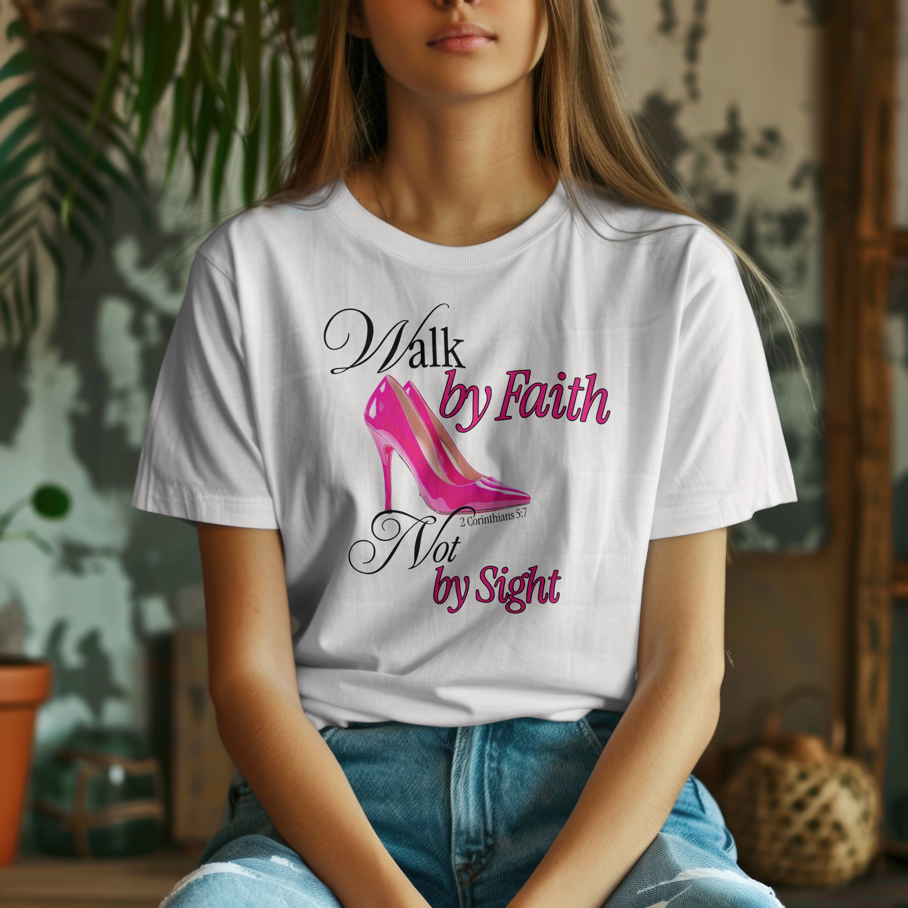 "Walk by Faith" Ladies' T-Shirt (Pink Version) | D'Nyce Streetwear