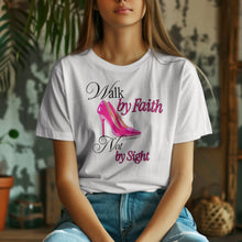 Load image into Gallery viewer, "Walk by Faith" Ladies' T-Shirt (Pink Version) | D'Nyce Streetwear
