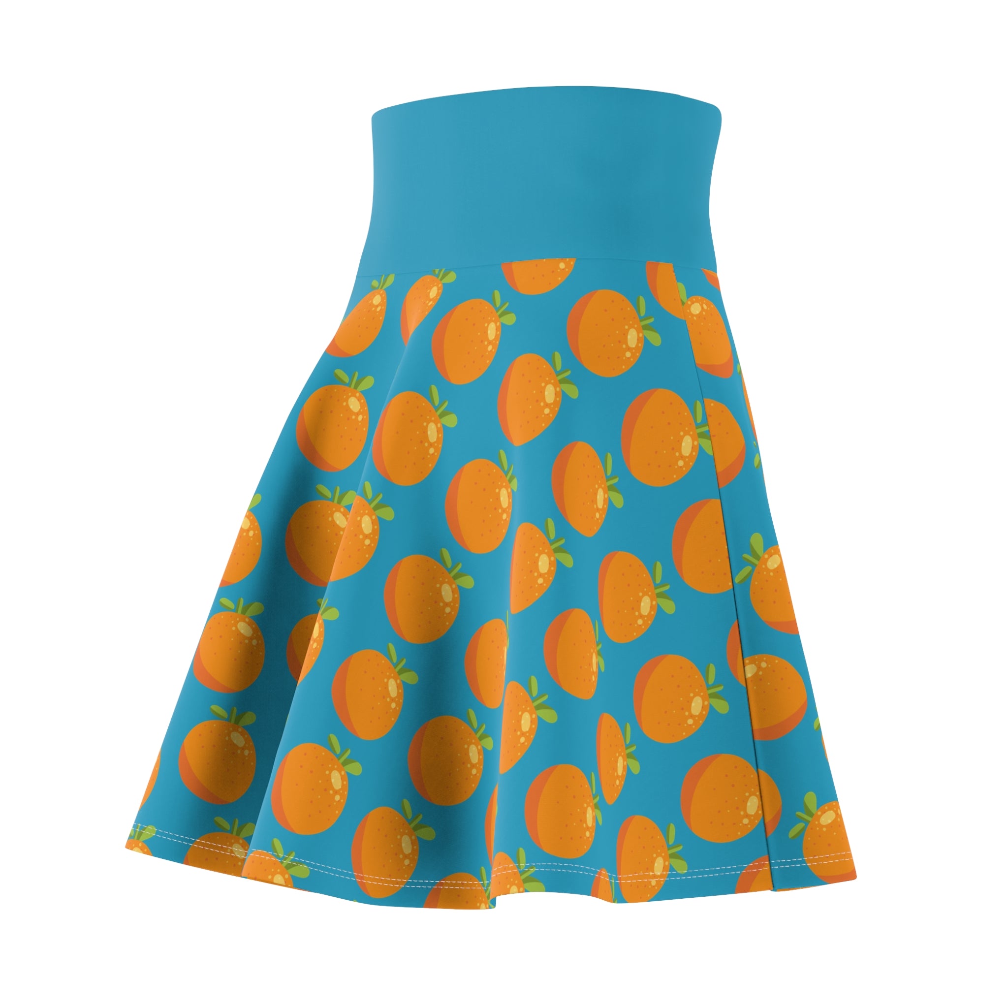 Swingy Turquoise Tangerine Print Skirt | Lollipop Lady